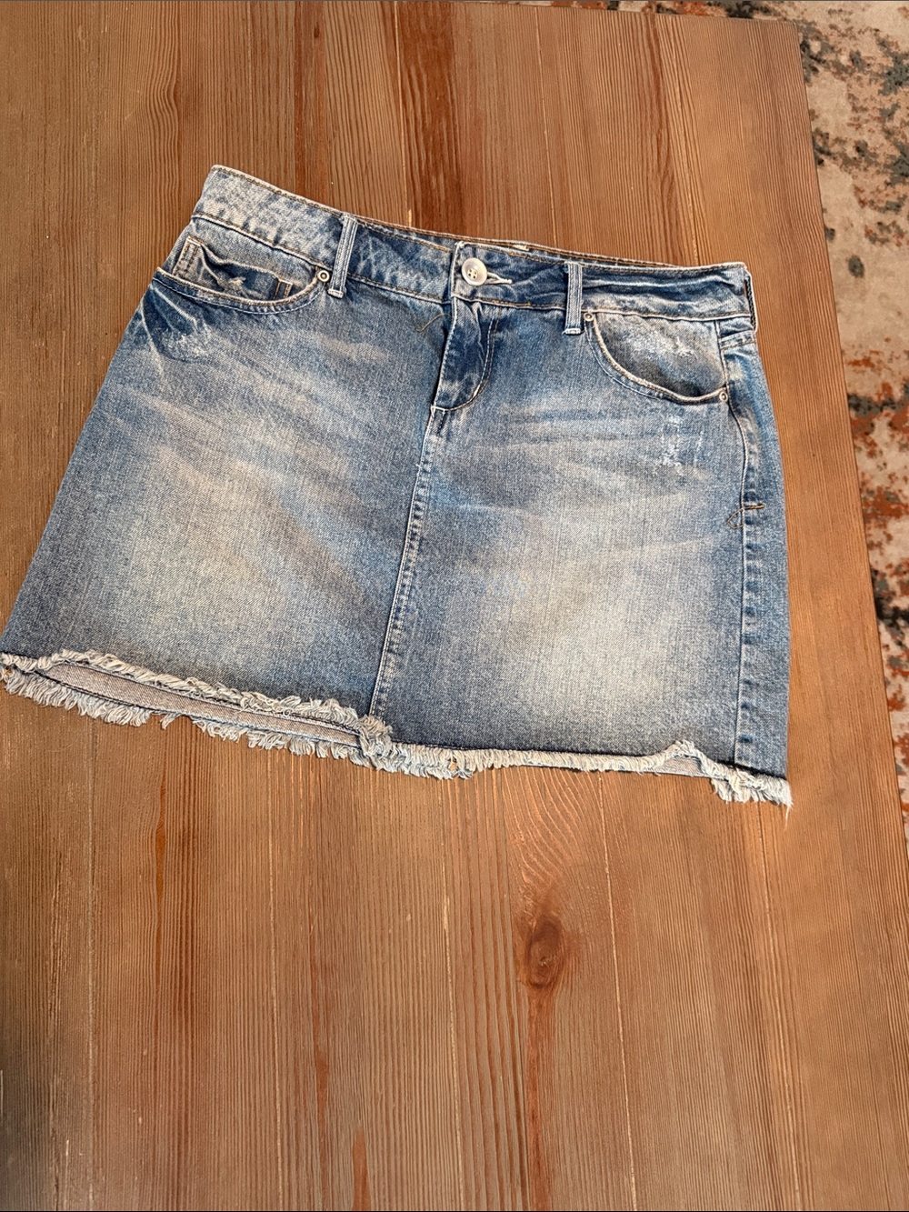 Apt. 9 Light Blue Denim Mini Skirt with Frayed Hem